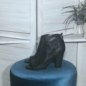 Guess Black Peep Toe Ankle Boots Size 8.5